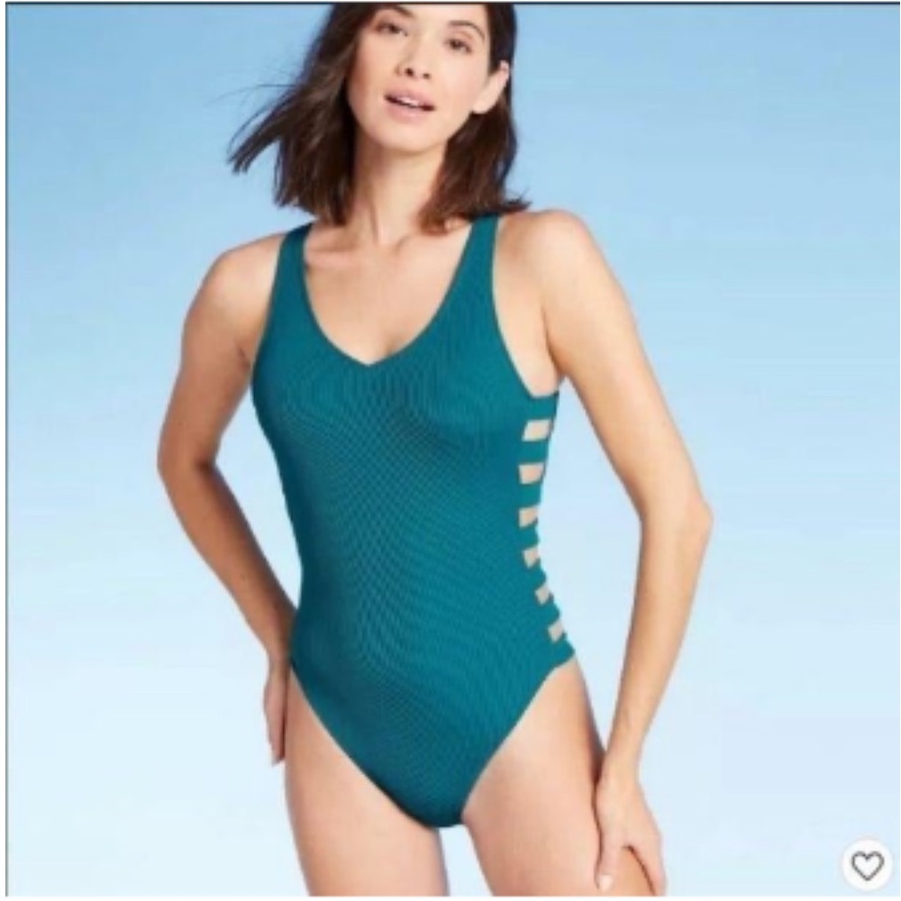 NWT Shade & Shore Teal Cutout Sides Swimsuit